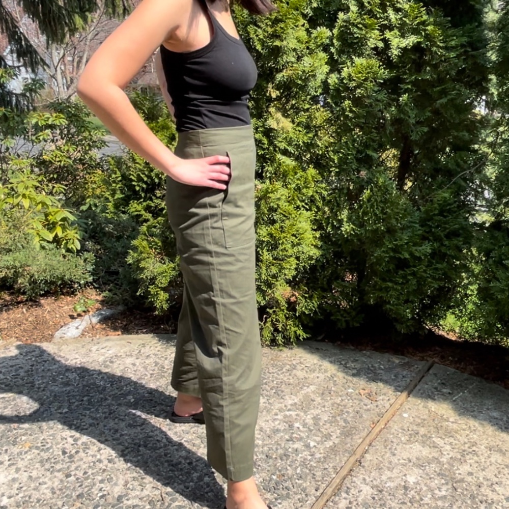 Prologue Target Green Khaki Cropped Wide Leg High Waisted Pant